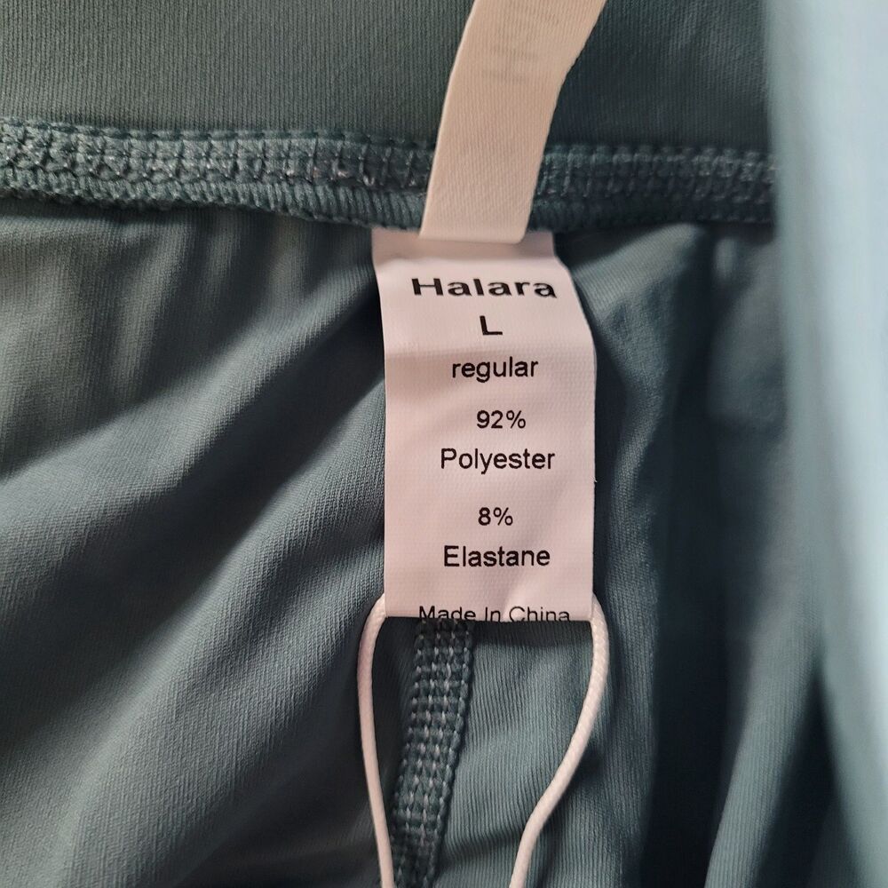 Halara High Waisted Drawstring Contrast Mesh 2-in-1 Pocket Flowy Midi Flare Sz L - Picture 2 of 7